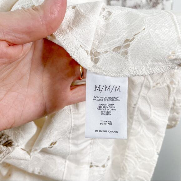 Cabi Portrait Cream Ivory Crochet Floral Lace 3/4 Sleeve Cottagecore Blazer M - Picture 10 of 10